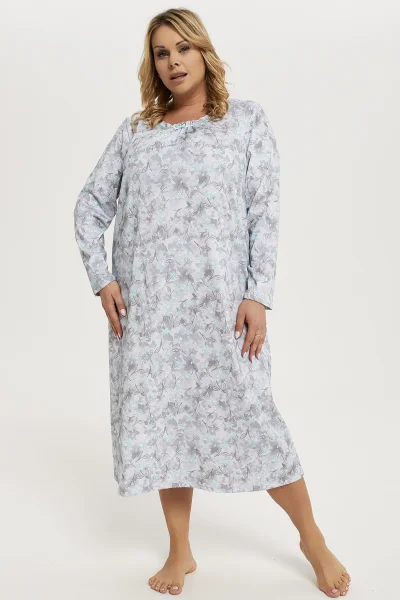 Noční košile Hedera - dlouhá - Tyrkysová-šedá