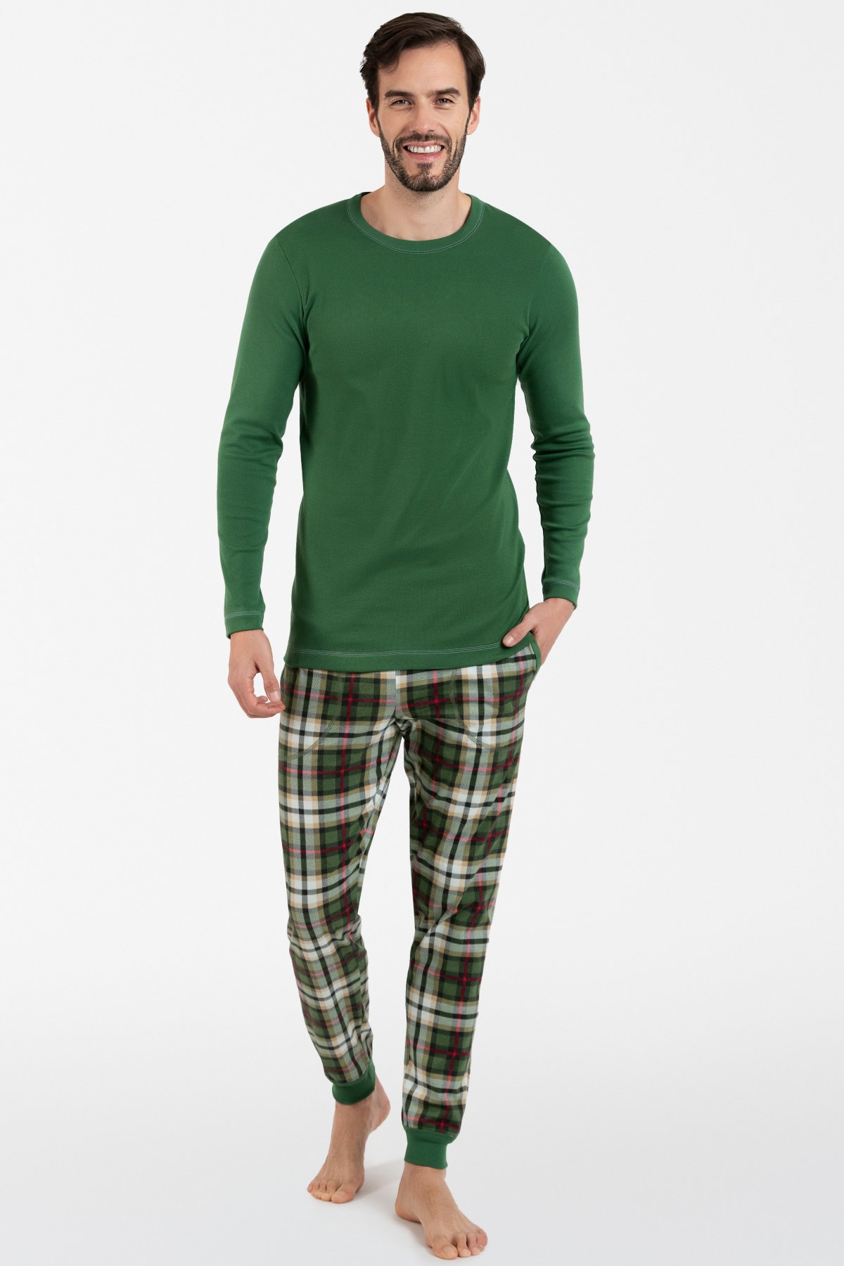 Pánské pyžamo Italian Fashion Seward bis - dlouhé Zelená XL