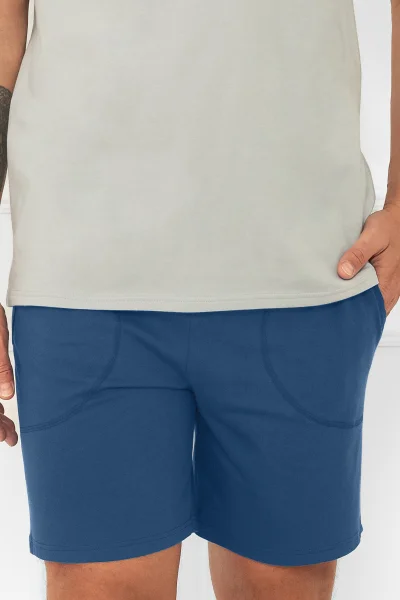 Pánské krátké pyžamo Aleksandr - bavlna - Šedo-modrá