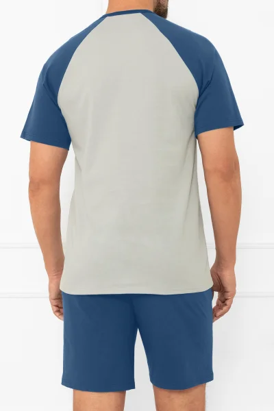 Pánské krátké pyžamo Aleksandr - bavlna - Šedo-modrá