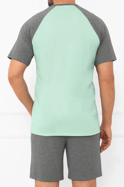 Pánské krátké pyžamo Aleksandr - bavlna - Zeleno-šedá