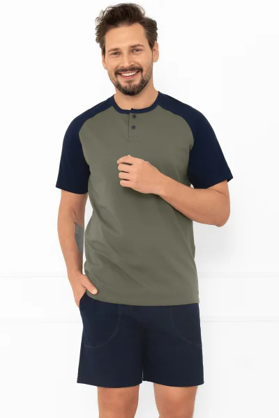 Pánské krátké pyžamo Aleksandr - bavlna - Khaki