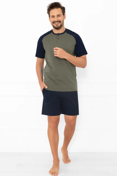 Pánské krátké pyžamo Aleksandr - bavlna - Khaki