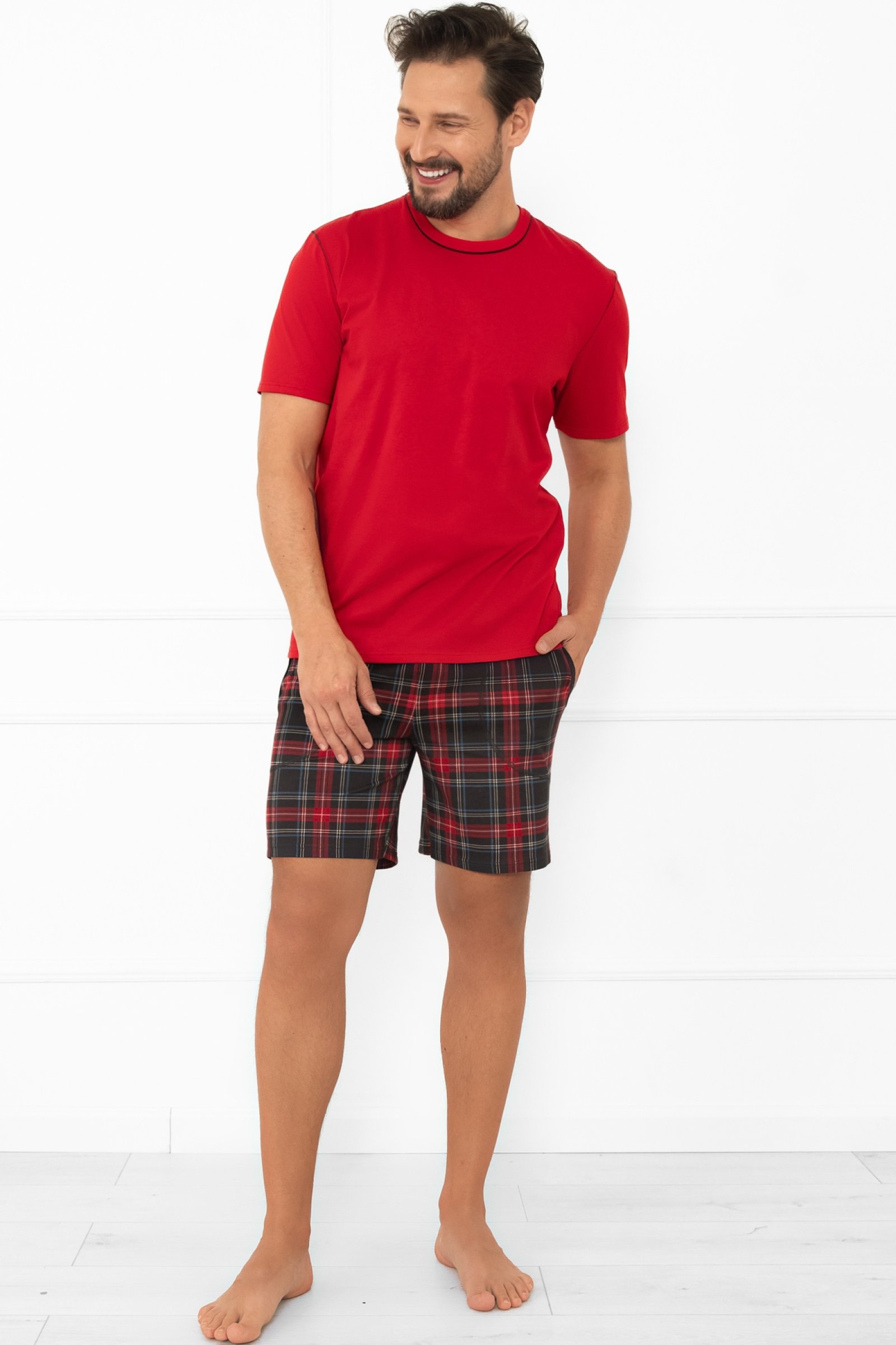 Pánské krátké pyžamo Italian Fashion Rusoli - bavlna Červená 3XL