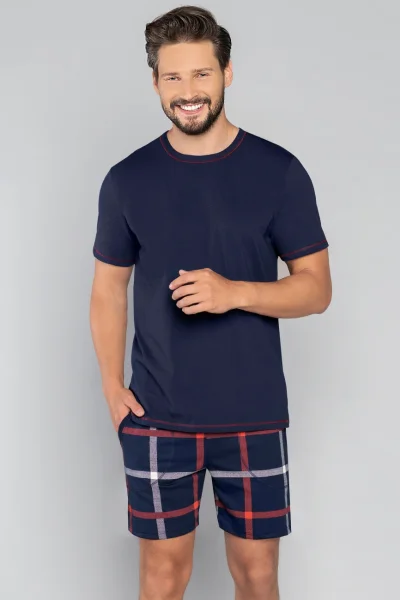 DARBLU Pánské pyžamo Horton - bavlna - Tmavě modrá