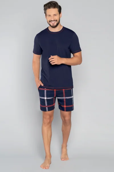 DARBLU Pánské pyžamo Horton - bavlna - Tmavě modrá