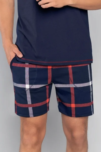 DARBLU Pánské pyžamo Horton - bavlna - Tmavě modrá