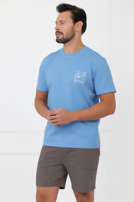 Pánské pyžamo Active - bavlna - Modro-šedá