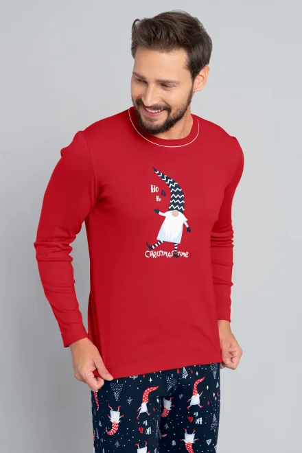 Pánské pyžamo Skřítek - bavlna - Červeno-tmavěmodrá