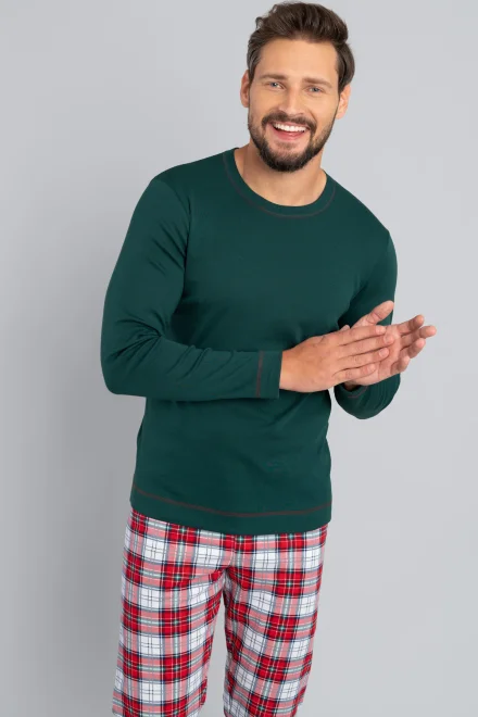 Pánské pyžamo Moss - dlouhé - Zelená