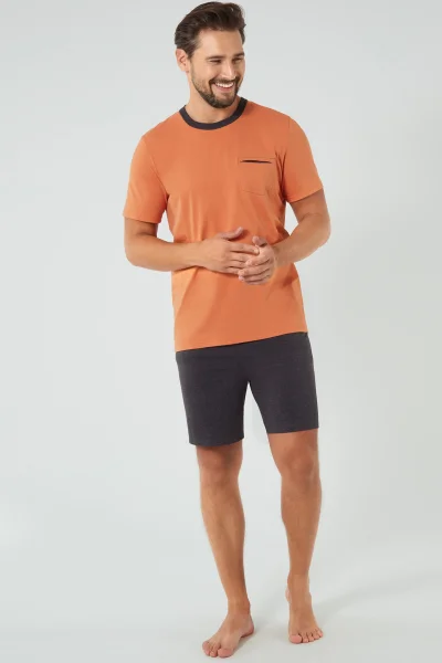 Pánské pyžamo Stefano - bavlna - Oranžová