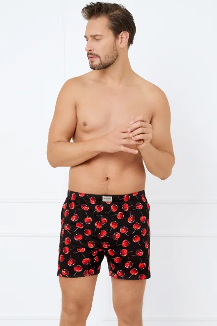 Pánské trenýrky Cherry - bavlna - Černo-červená
