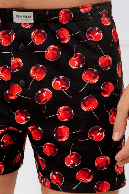 Pánské trenýrky Cherry - bavlna - Černo-červená