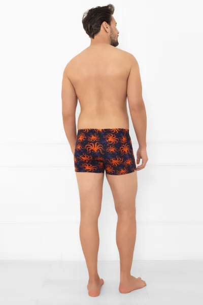 ORADARBLU Pánské boxerky Kraker - chobotnice - Oranžovo-tmavě modrá