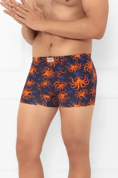 ORADARBLU Pánské boxerky Kraker - chobotnice - Oranžovo-tmavě modrá