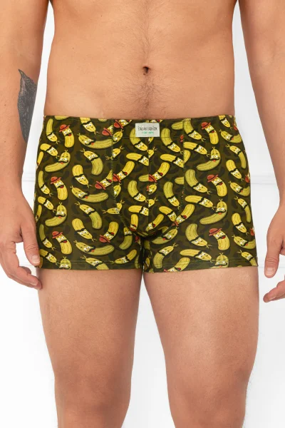 GRECOL Pánské boxerky Walter - okurky - Zeleno-barevná