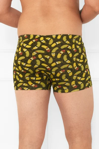 GRECOL Pánské boxerky Walter - okurky - Zeleno-barevná