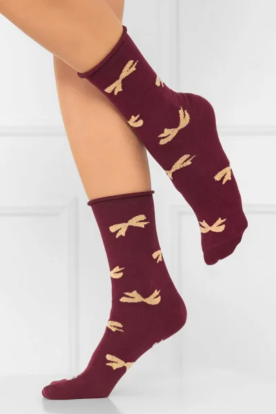 Dámské vysoké ponožky S183D Figaro - Bordó