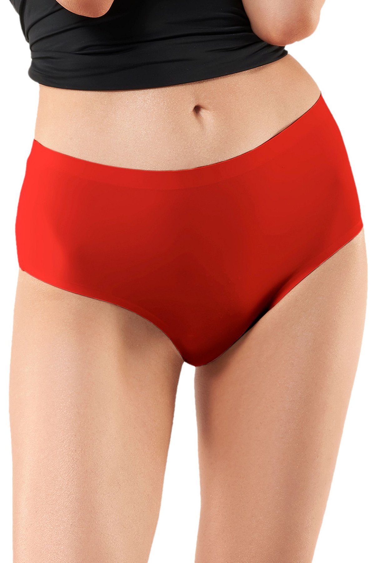 Bezešvé brazilky Julimex Brasil Maxi Invisible line - vyšší Červená S