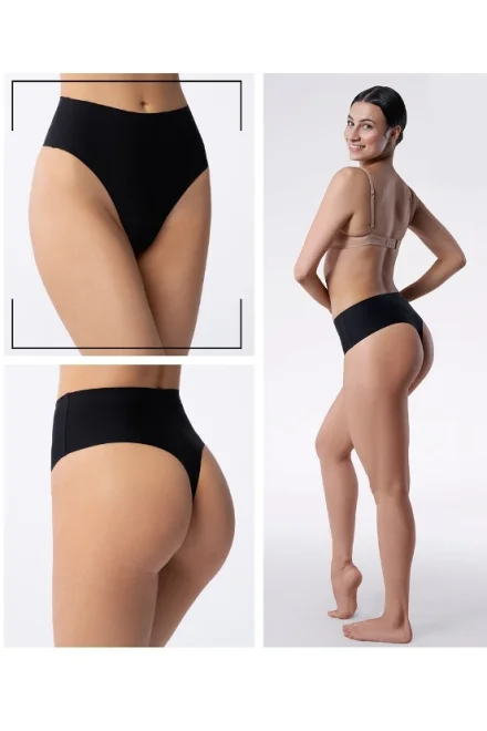Bezešvá tanga Invisible line - vyšší - Černá