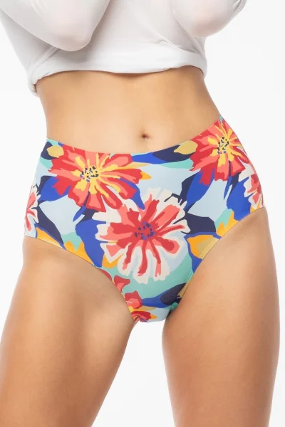 Kalhotky Flower Folk - vyšší pas - Barevná