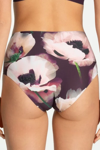 Kalhotky Velvet Bloom - vyšší pas - Fialovo-barevná