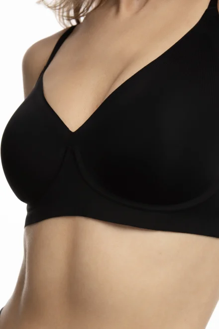 Nevyztužená podprsenka Simple T-Shirt - elastická kostice - Černá