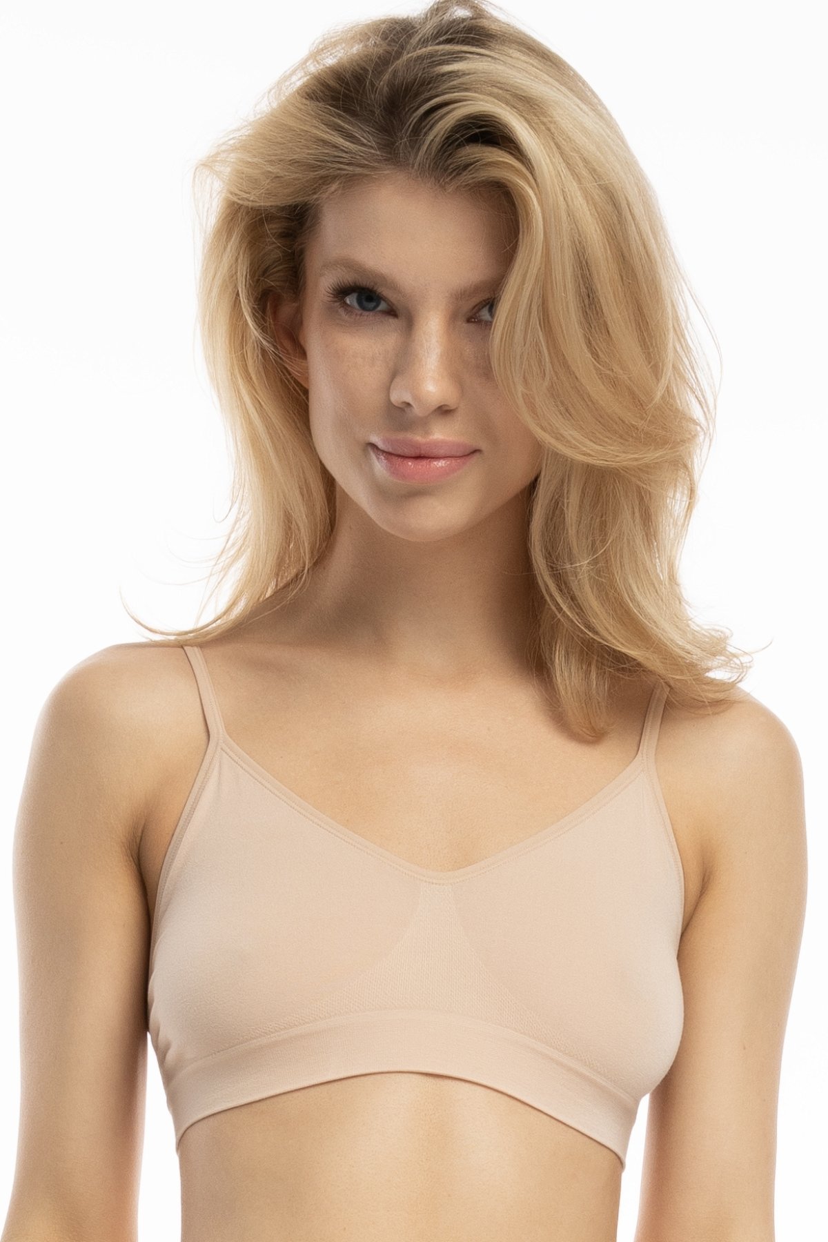 Bambusová měkká podprsenka Julimex Bamboo Bralette - bez kostice Béžová XL