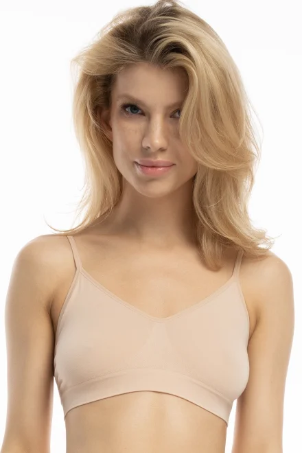 Bambusová měkká podprsenka Bamboo Bralette - bez kostice - Béžová
