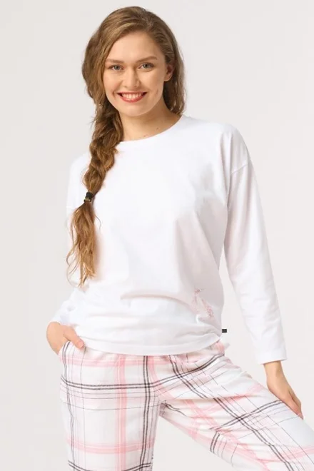 Dámske pyžamo 416 B26 - bavlna - Bielo-ružová