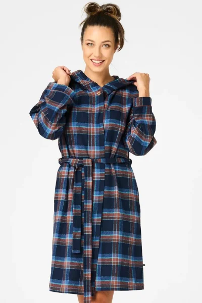 Dámský župan 431 B25 - flanelová bavlna - Tmavě modrá