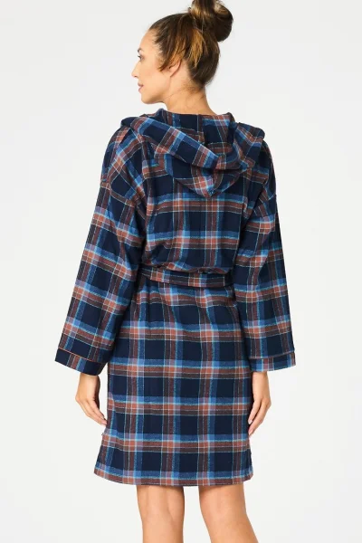 Dámský župan 431 B25 - flanelová bavlna - Tmavě modrá