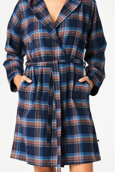 Dámský župan 431 B25 - flanelová bavlna - Tmavě modrá