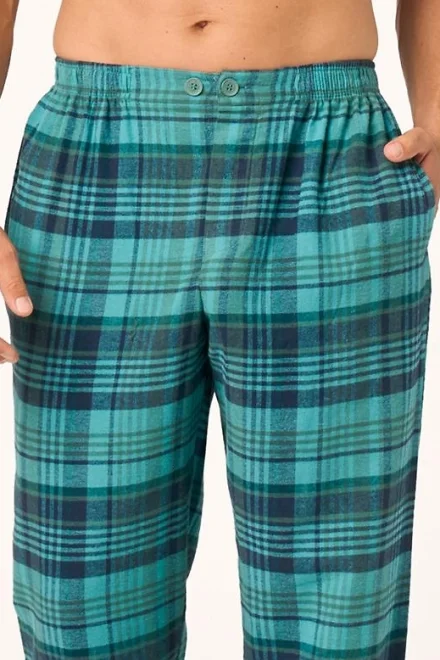 Pyžamové kalhoty 048 B26 - bavlněný flanel - Zelená