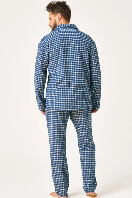 Pánske pyžamo 404 B26 - bavlněný flanel - Modrá