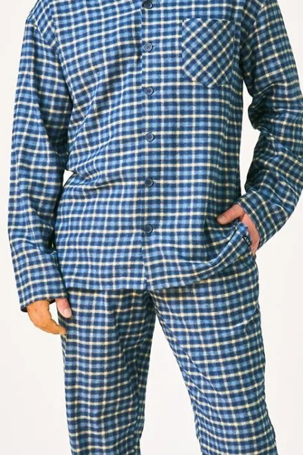 Pánske pyžamo 404 B26 - bavlněný flanel - Modrá