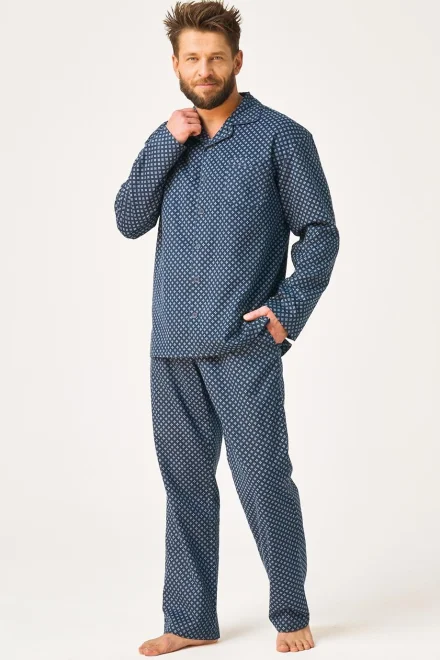 Pánské pyžamo 912 B26 - bavlněný flanel - Tmavě modrá