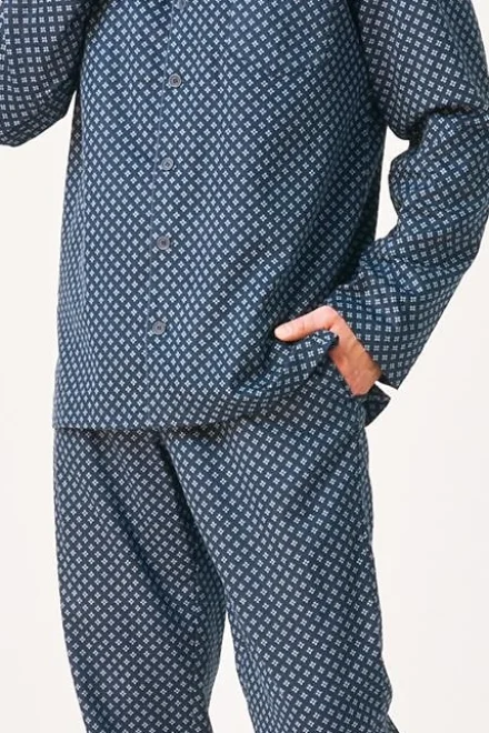 Pánské pyžamo 912 B26 - bavlněný flanel - Tmavě modrá