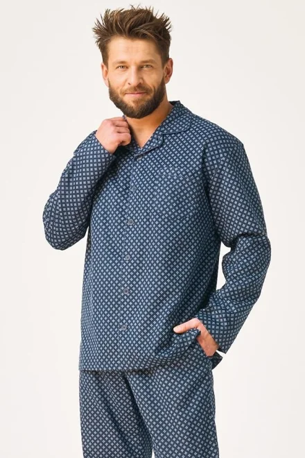 Pánské pyžamo 912 B26 - bavlněný flanel - Tmavě modrá