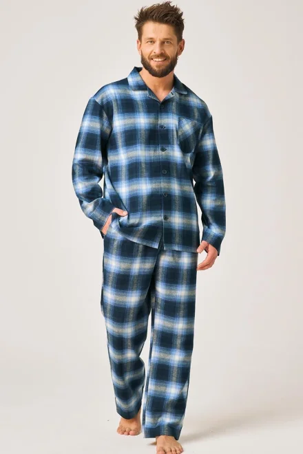 Pánske pyžamo 432 B26 - bavlněný flanel - Modrá