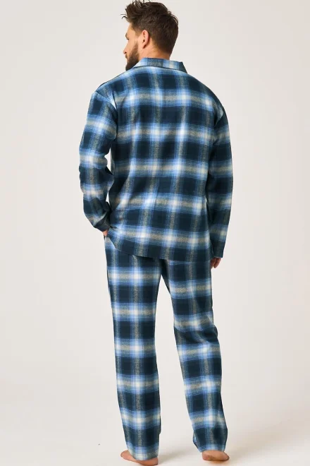 Pánske pyžamo 432 B26 - bavlněný flanel - Modrá