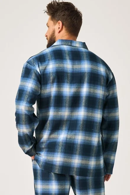 Pánske pyžamo 432 B26 - bavlněný flanel - Modrá