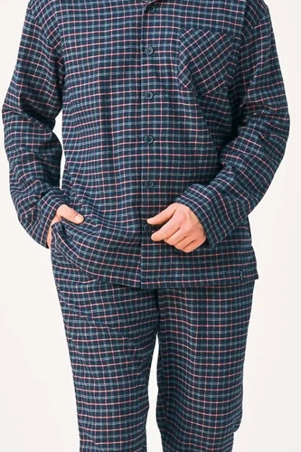 Pánske pyžamo 406 B26 - bavlněný flanel - Čierno-farebná