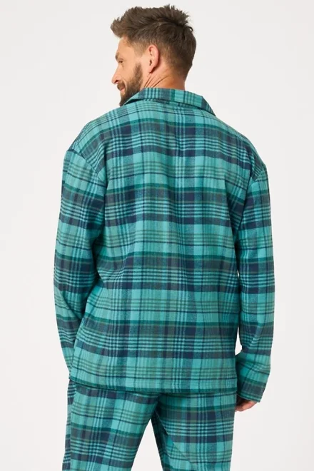 Pánské pyžamo 048 B26 - bavlněný flanel - Zelená