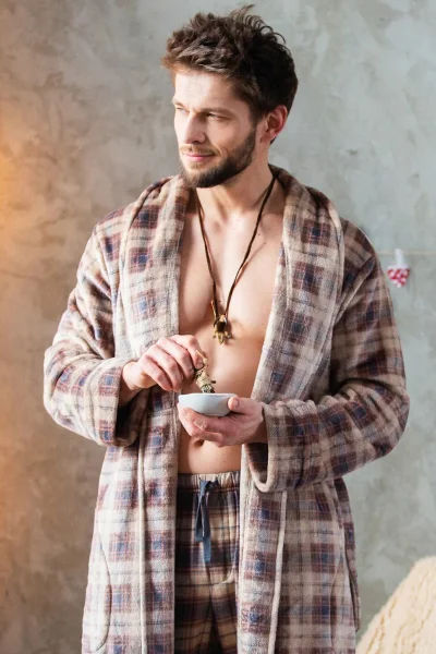 Pánský župan 402 B24 - soft - Béžová