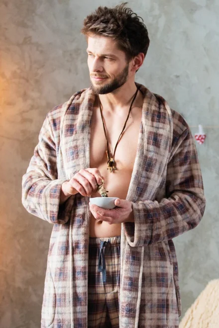 Pánský župan 402 B24 - soft - Béžová