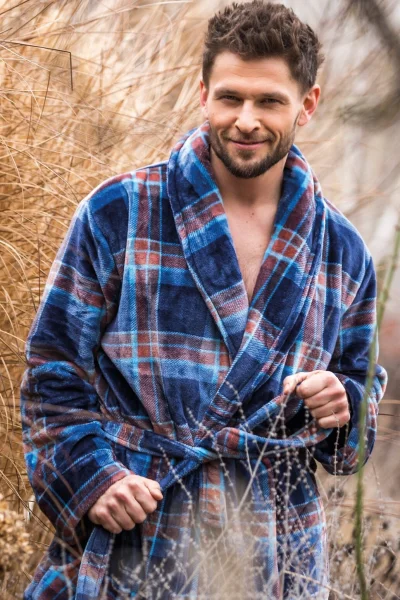 Pánský župan 431 B25 - soft - Modrá