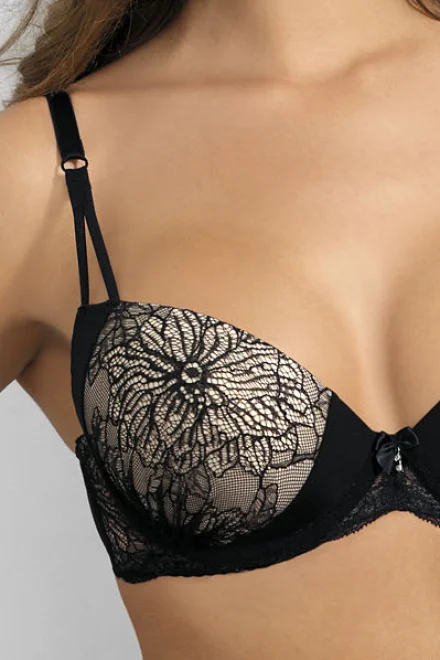 Push-up podprsenka PU-429 Diamond III Black - Černo-béžová