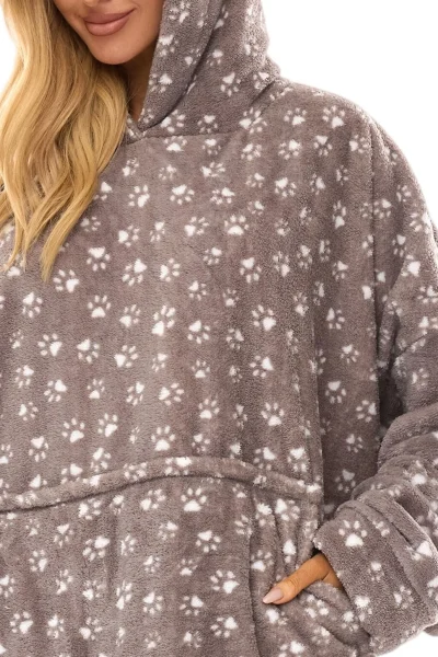 Oversize mikina 2468 - s kapucí - Šedá