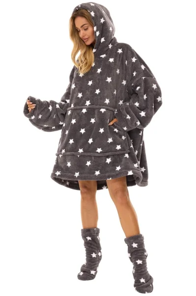 Oversize mikina 2468 - s kapucí - Onyx